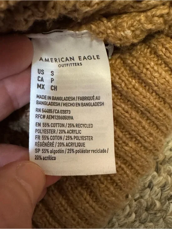 American Eagle Outfitters Camel Cable-Knit Button Cardigan - Picture 3 of 6